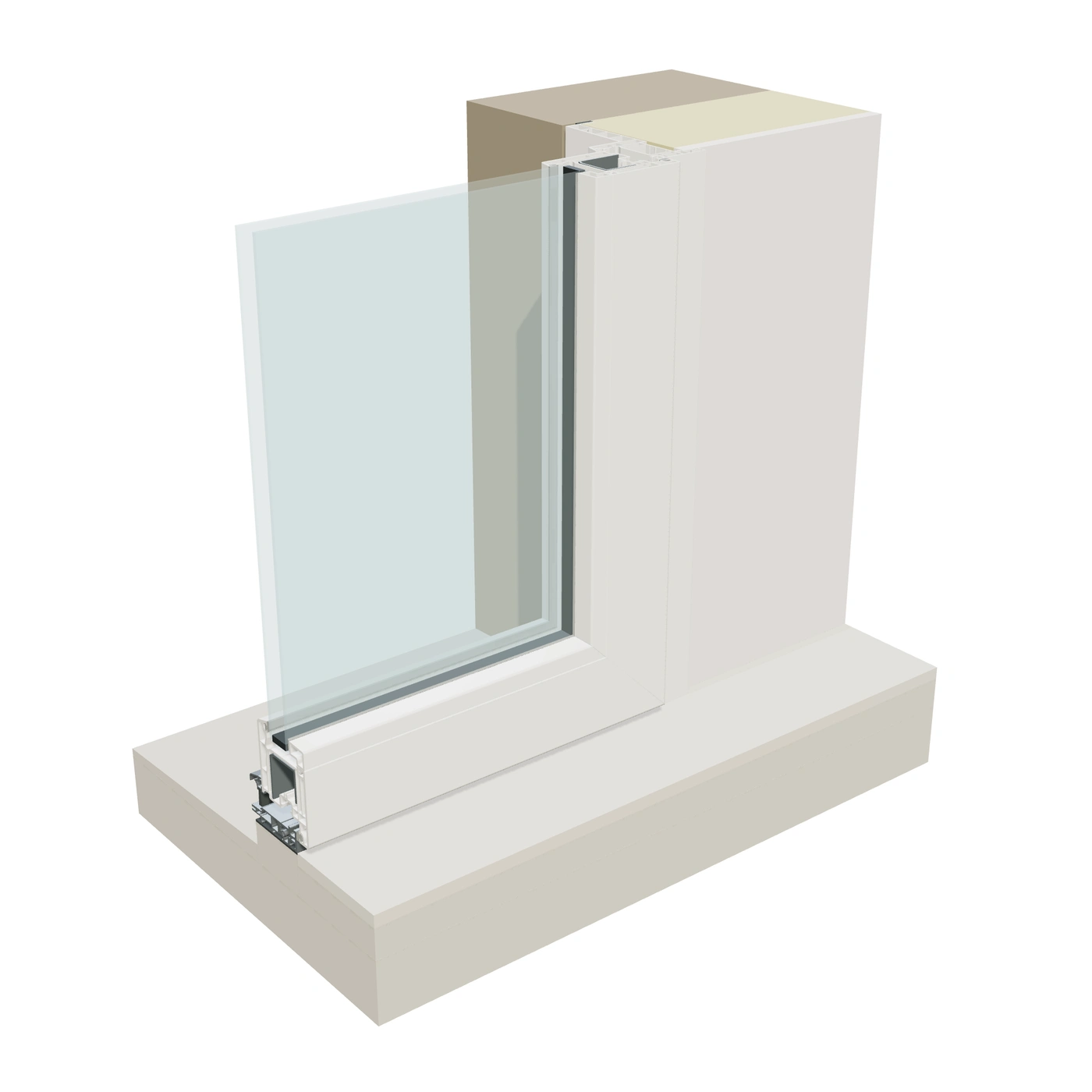 porte-fenêtre PVC : coupe de principe en applique