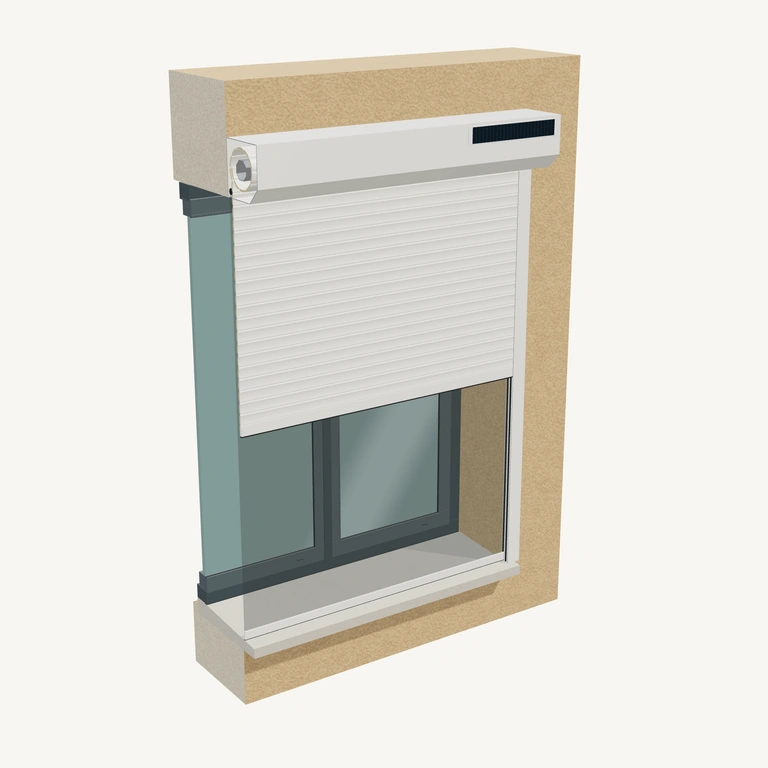 Pose du volet en 3D : en façade