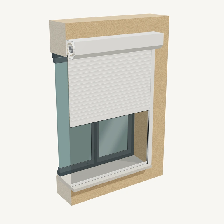 Pose du volet en 3D : en façade