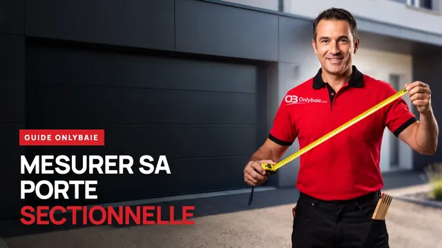 Poseur Onlybaie mesurant une porte de garage sectionnelle