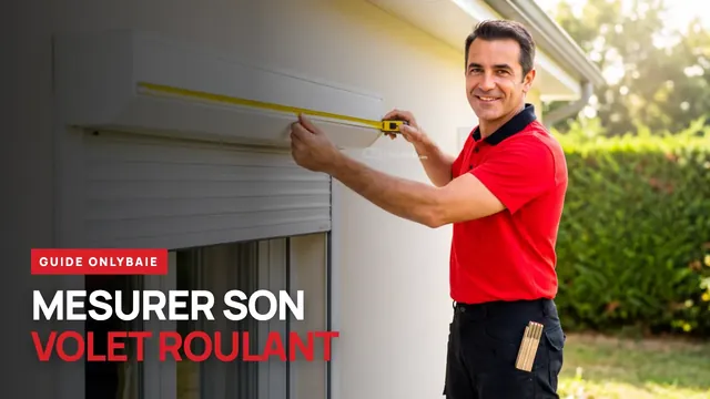 Poseur Onlybaie mesurant la largeur d’une fenêtre équipée d’un volet roulant