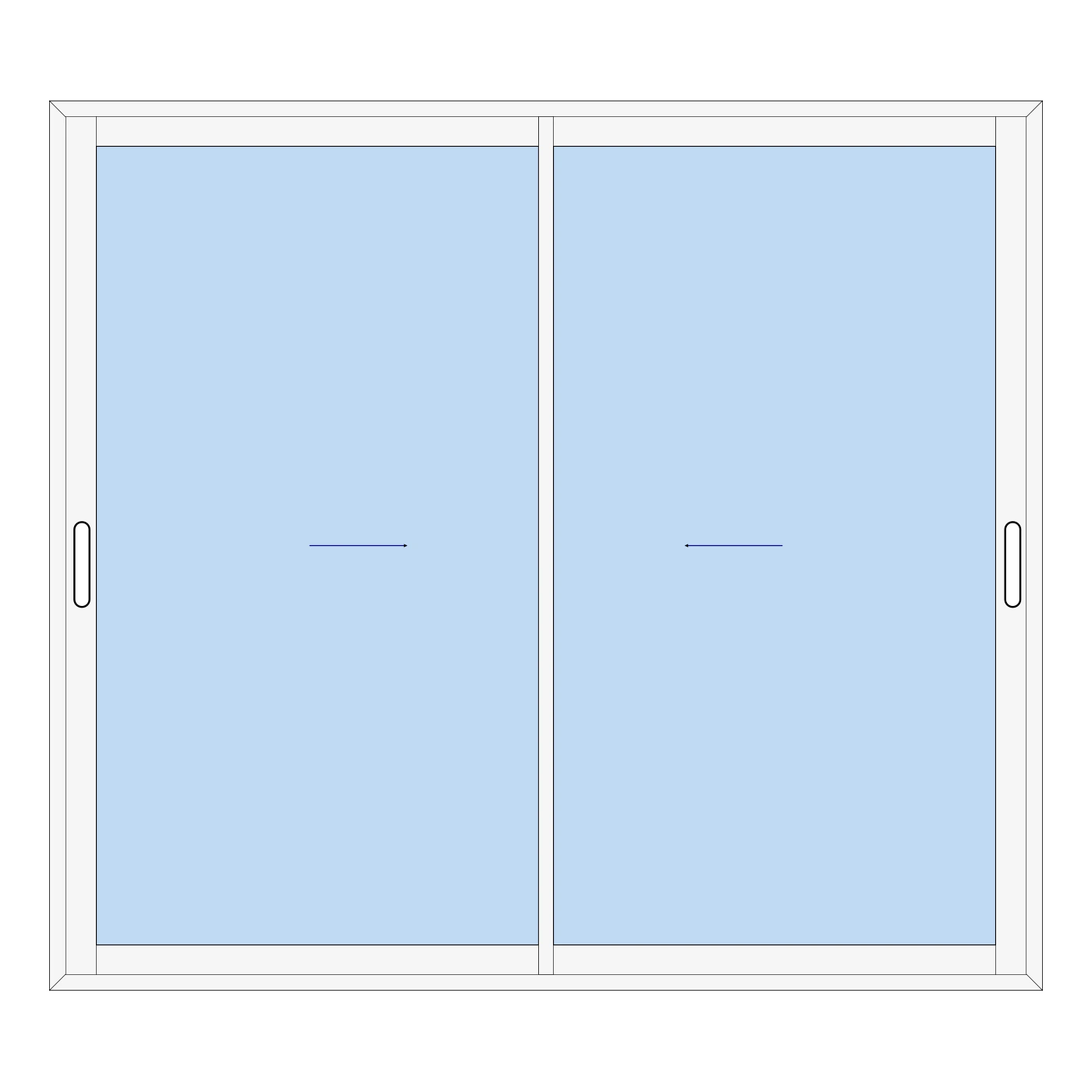 Baie coulissante aluminium 2 vantaux 2 rails – 2400 × 2150 mm – Blanc RAL 9016