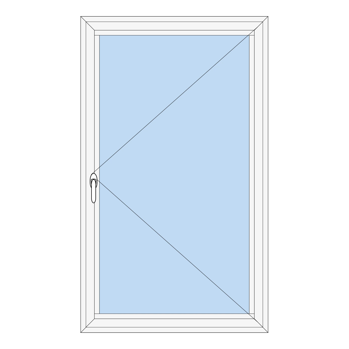 Fenêtre aluminium 1 vantail – 800 × 1350 mm – Blanc RAL 9016