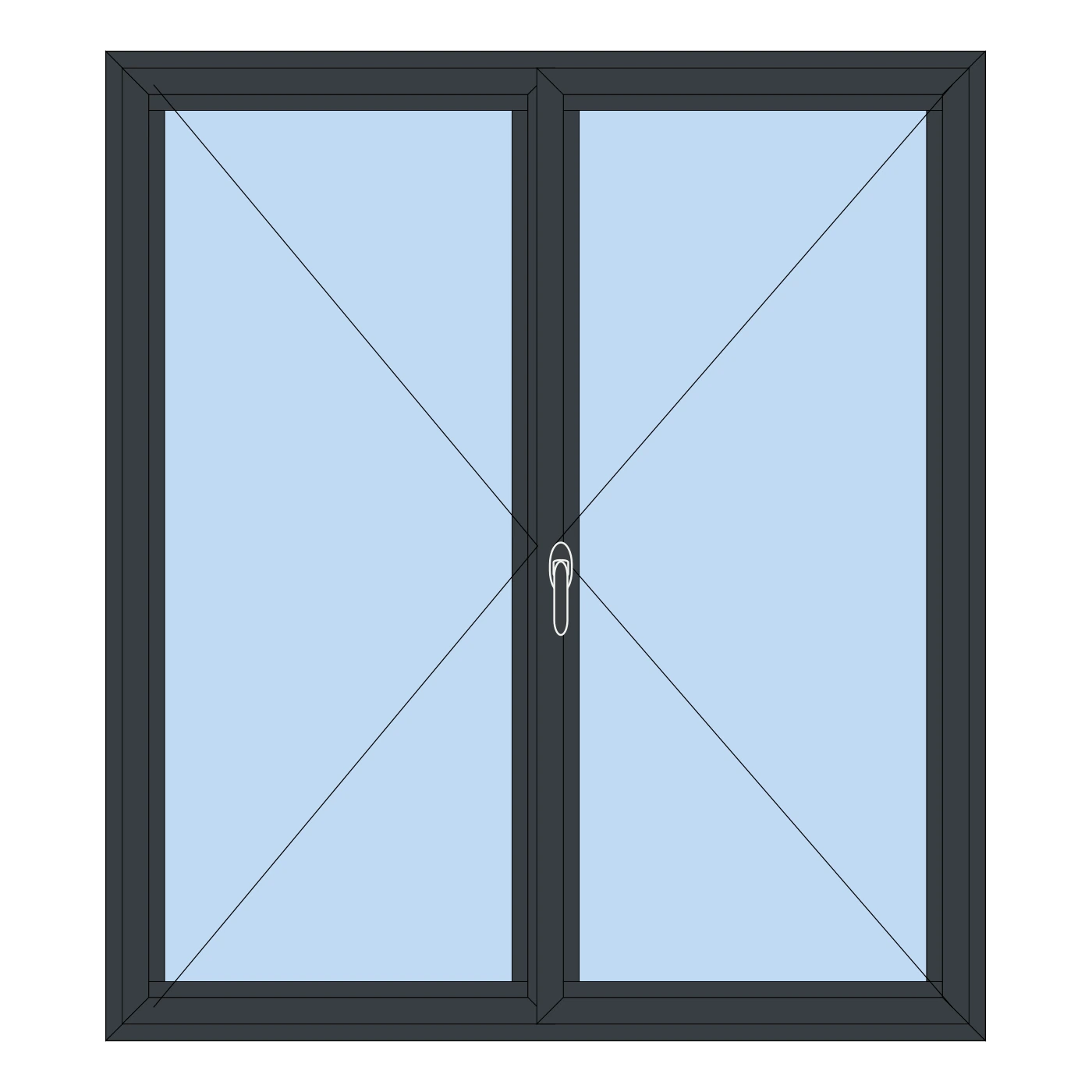 Fenêtre aluminium 2 vantaux – 1200 × 1350 mm – Gris anthracite RAL 7016