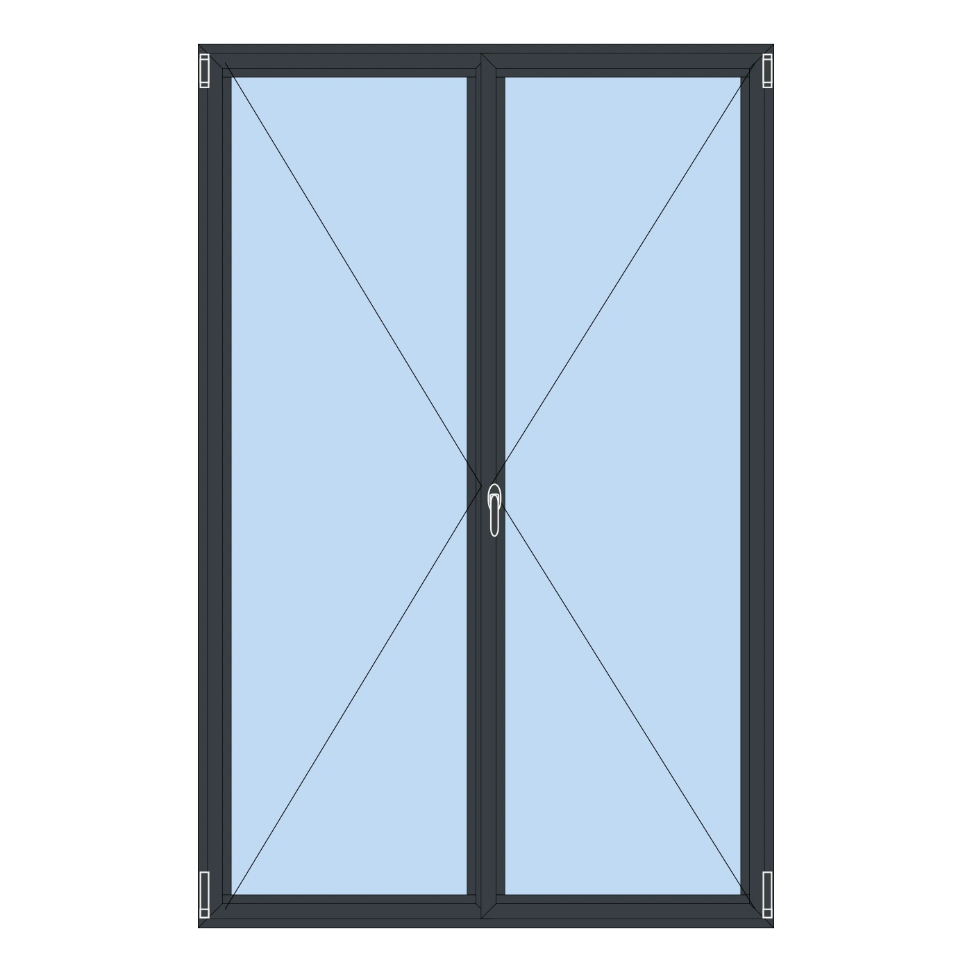 Porte-fenêtre aluminium 2 vantaux – 1400 × 2150 mm – Gris anthracite RAL 7016