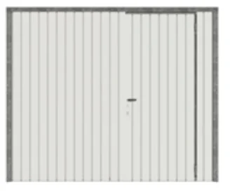 Illustration du portillon intégré dans une porte basculante à nervures verticales