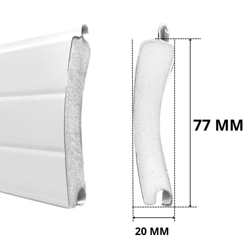 Coupe d’une lame : mousse polyuréthane entre deux parois en aluminium