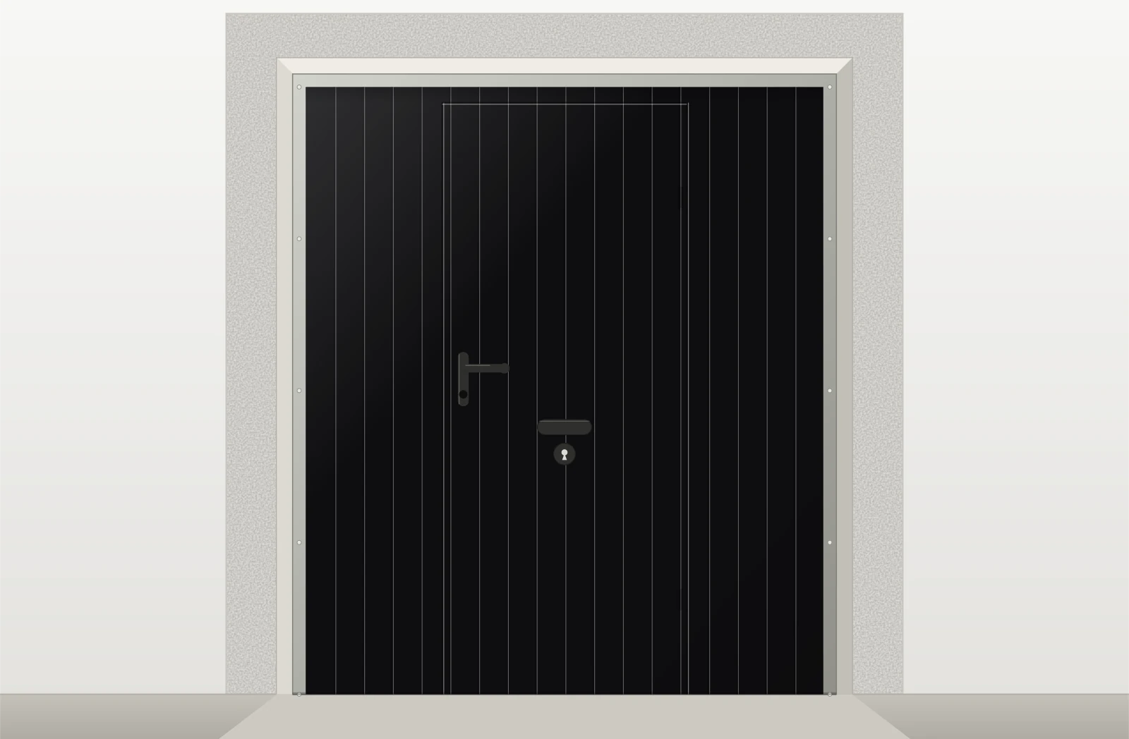 Porte de garage basculante acier avec portillon sur mesure – Noir sablé RAL 9005