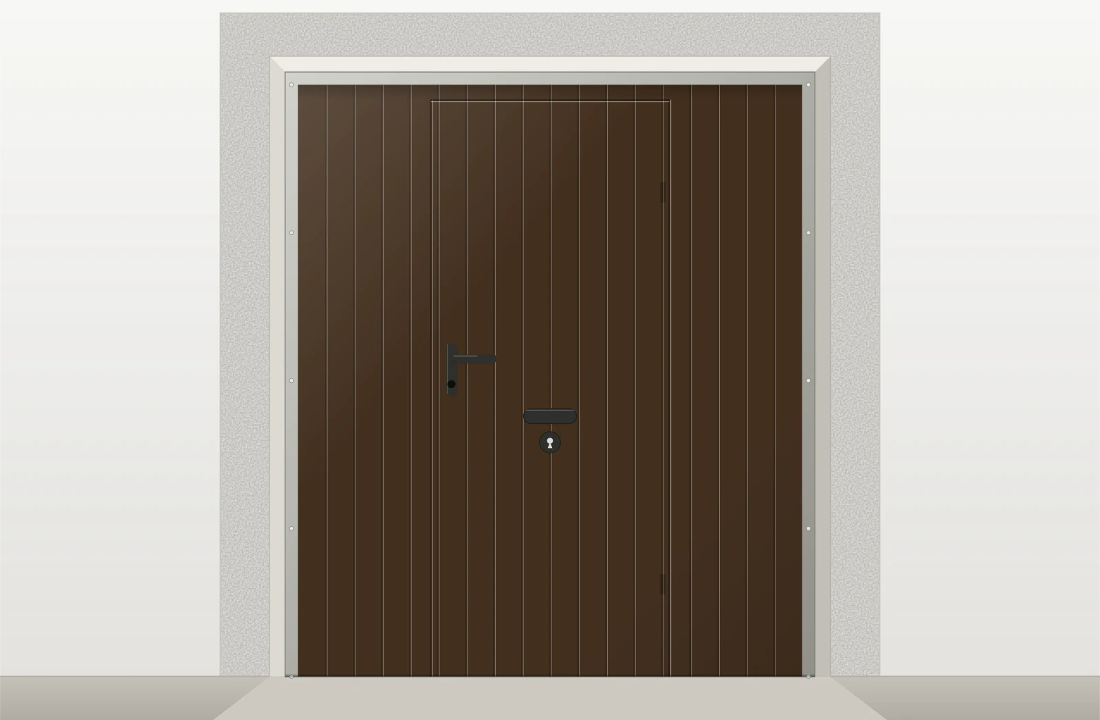 Porte de garage basculante acier motorisée avec portillon sur mesure – Bois Foncé