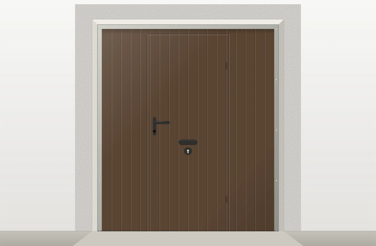 Porte de garage basculante acier motorisée avec portillon sur mesure – Marron Tabac