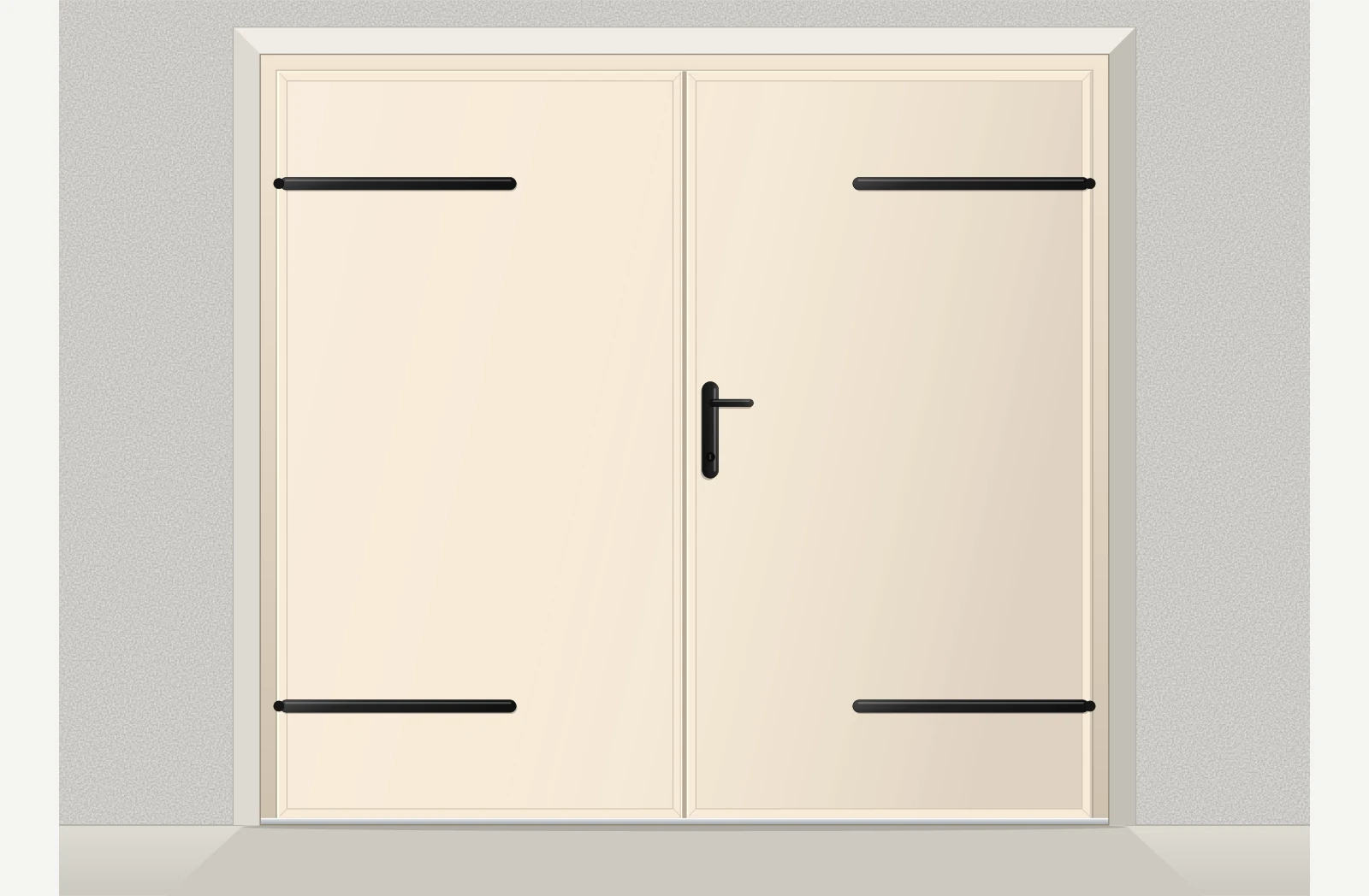 Porte de garage battante aluminium isolé lisse 2 vantaux sur mesure – Ivoire RAL 1015