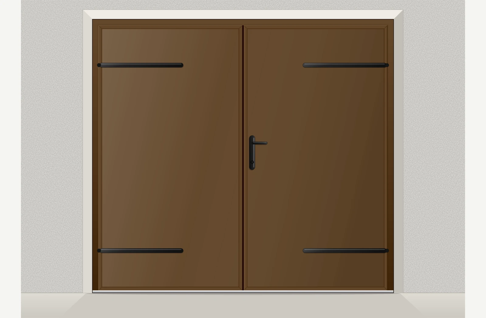 Porte de garage battante aluminium isolé lisse 2 vantaux sur mesure – Brun RAL 8014