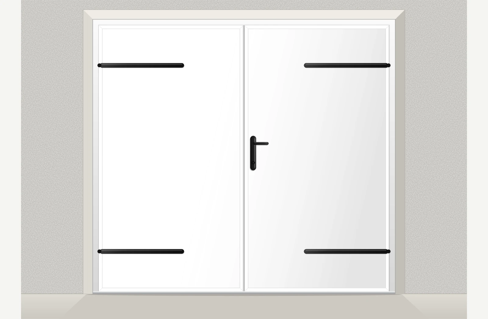 Porte de garage battante aluminium isolé lisse 2 vantaux sur mesure – Blanc RAL 9016