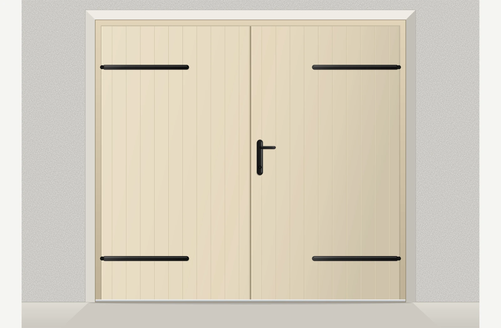 Porte de garage battante PVC 2 vantaux sur mesure – Beige ivoire