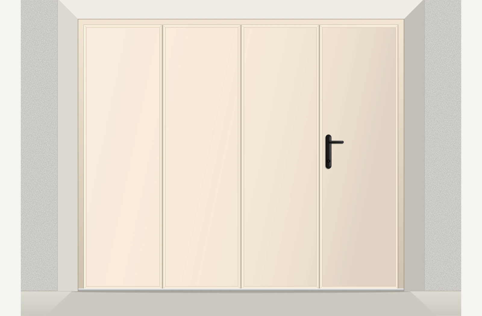 Porte de garage coulissante aluminium isolé lisse avec accès piéton sur mesure – Ivoire RAL 1015