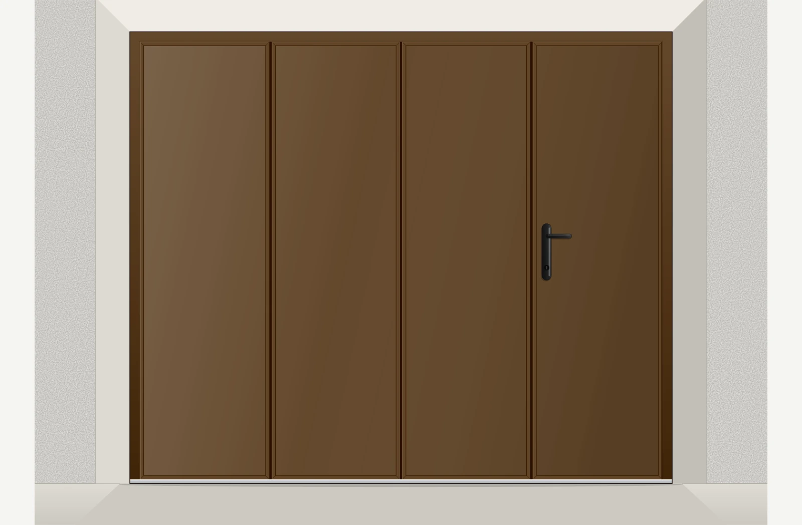 Porte de garage coulissante aluminium isolé lisse avec accès piéton sur mesure – Brun RAL 8014