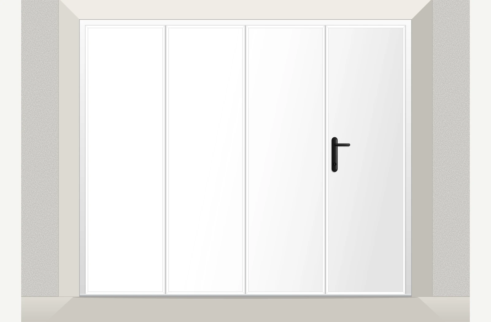 Porte de garage coulissante aluminium isolé lisse avec accès piéton sur mesure – Blanc RAL 9016