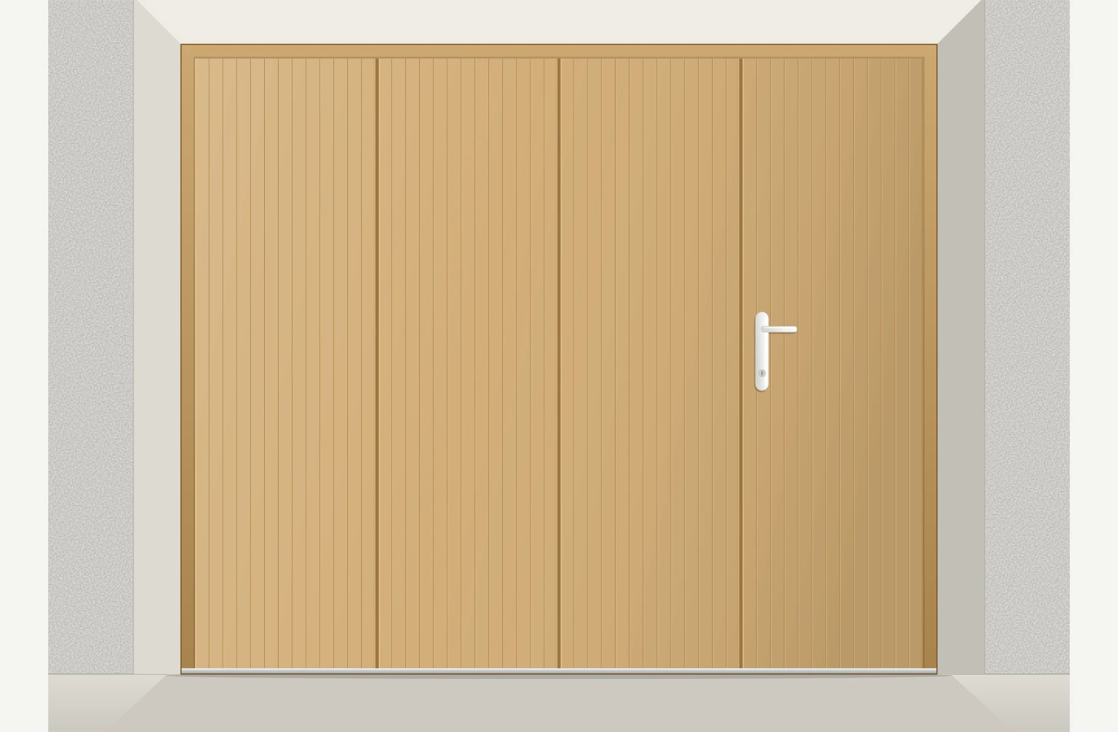 Porte de garage coulissante bois pin d’Orégon avec accès piéton sur mesure – Pin d’Orégon à peindre