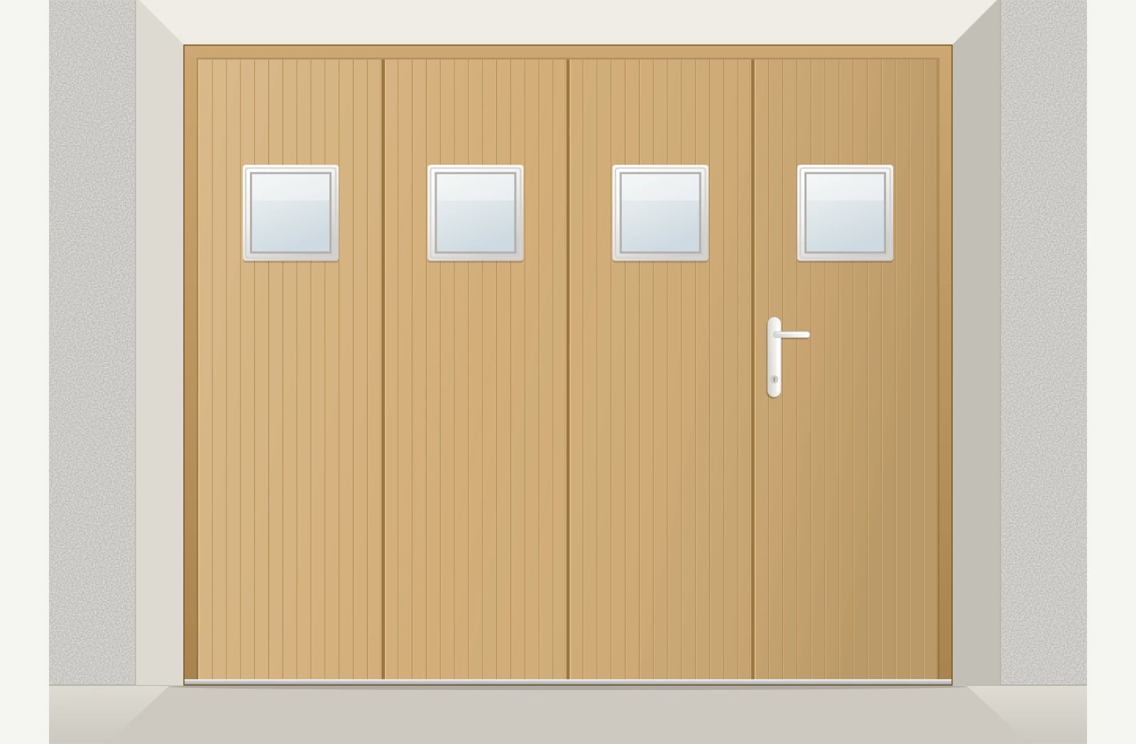 Porte de garage coulissante bois pin d’Orégon avec hublots sur mesure – Pin d’Orégon à peindre