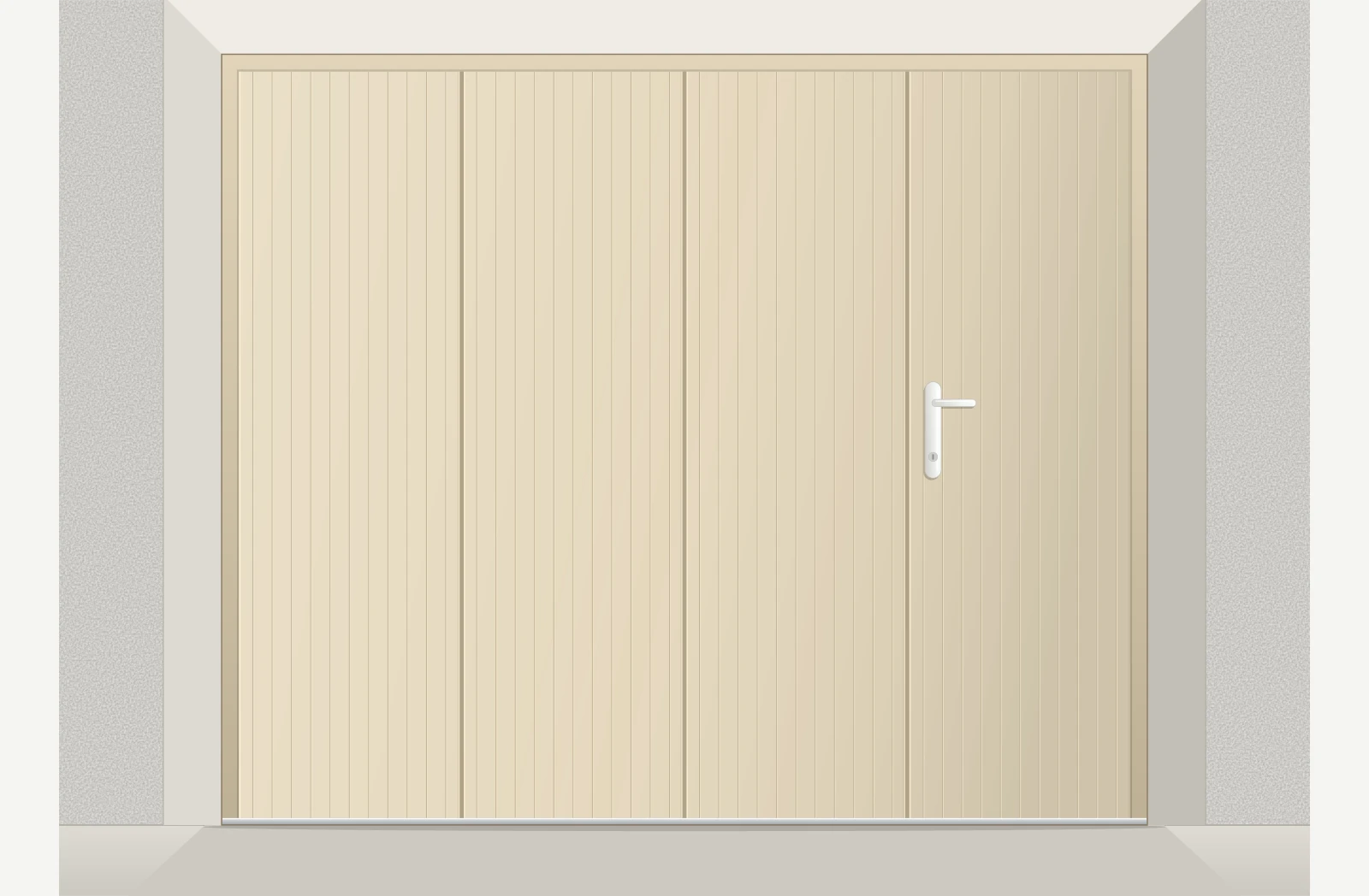 Porte de garage coulissante PVC avec accès piéton sur mesure – Beige ivoire