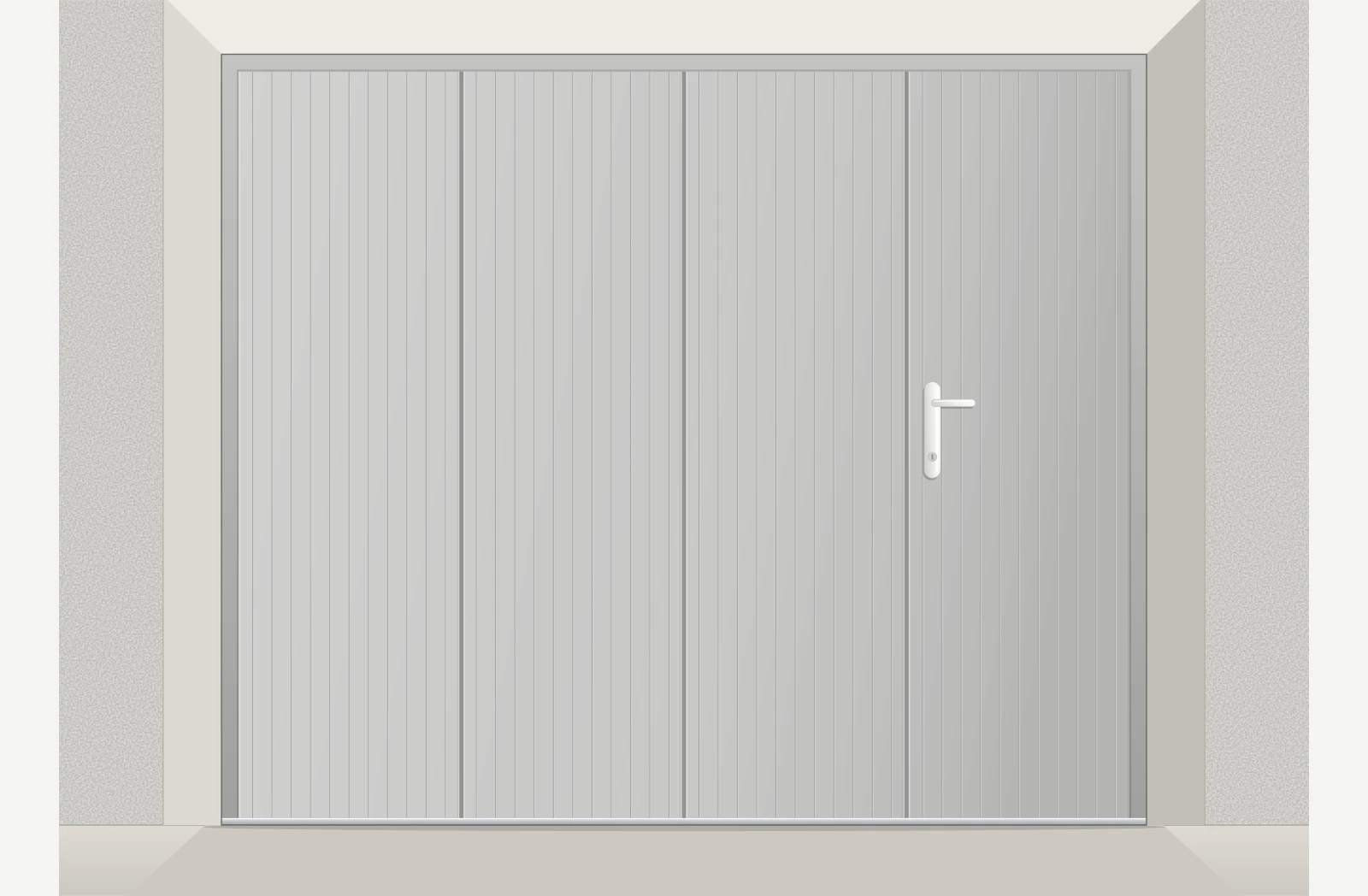 Porte de garage coulissante PVC avec accès piéton sur mesure – Gris