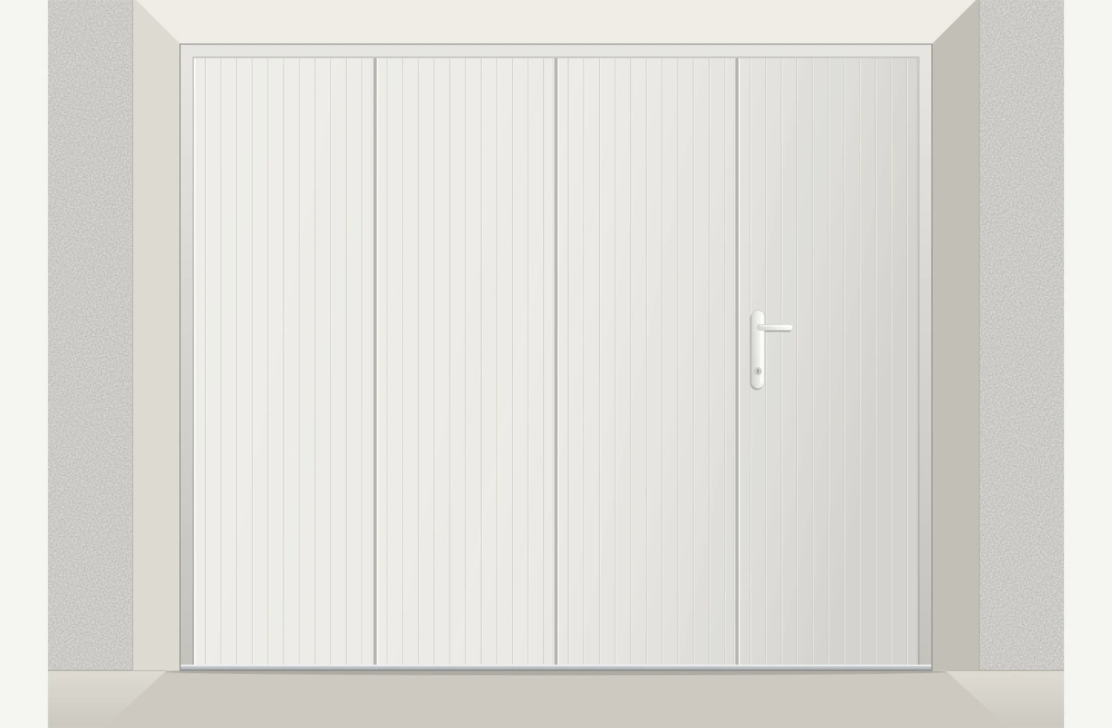 Porte de garage coulissante PVC avec accès piéton sur mesure – Blanc