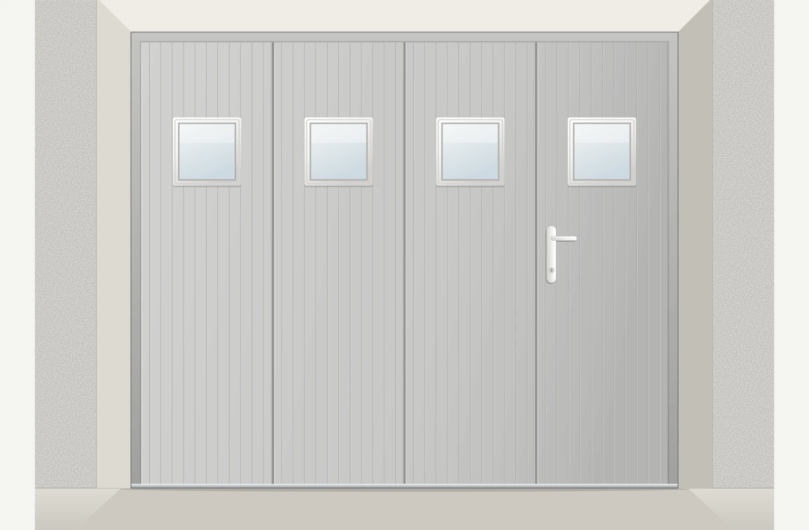 Porte de garage coulissante PVC Pack avec hublots sur mesure – Gris