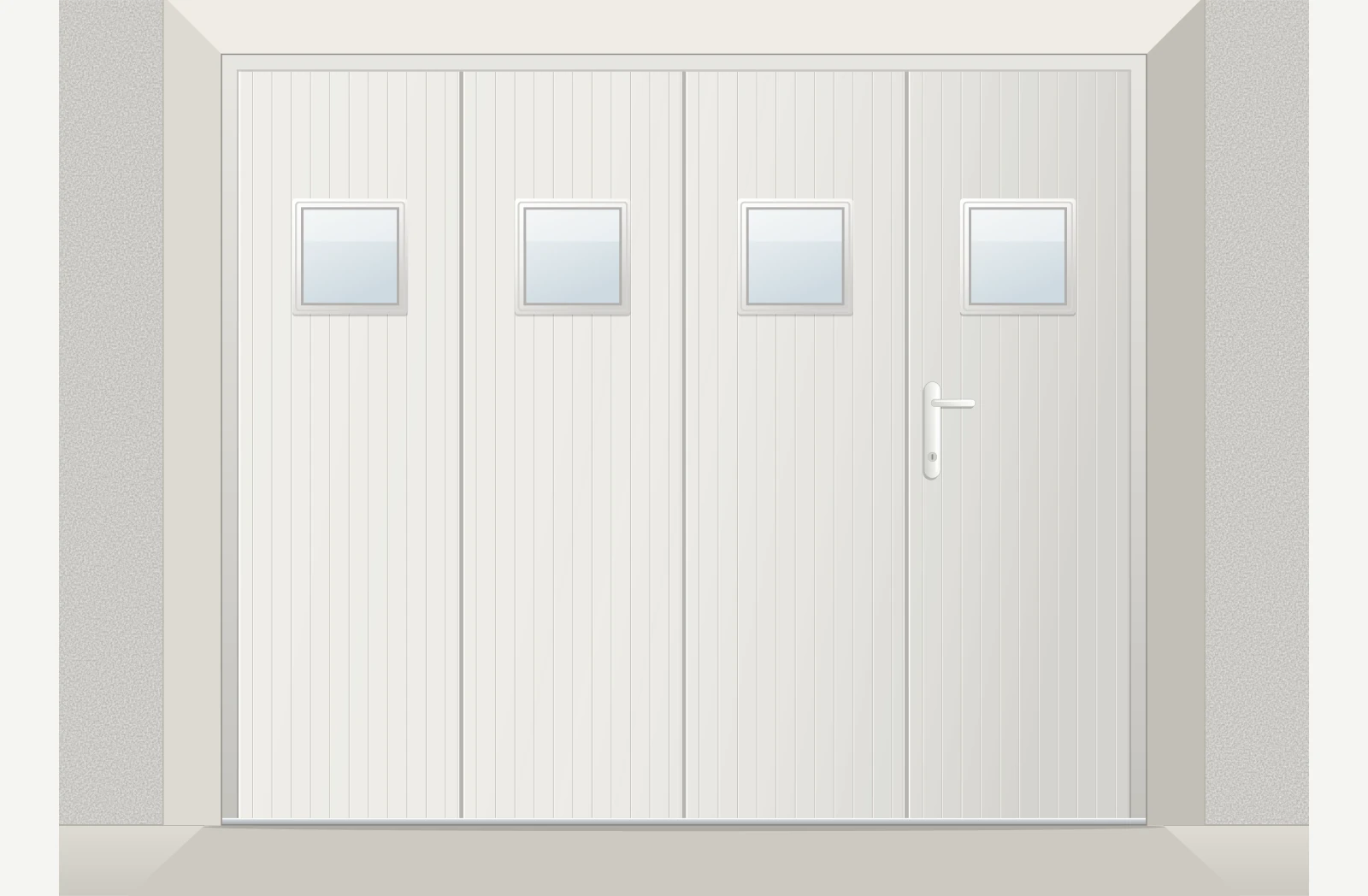 Porte de garage coulissante PVC Pack avec hublots sur mesure – Blanc