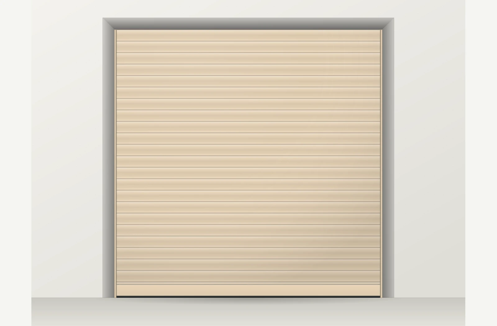 Porte de garage enroulable aluminium motorisée Somfy io sur mesure – Ivoire clair RAL 1015