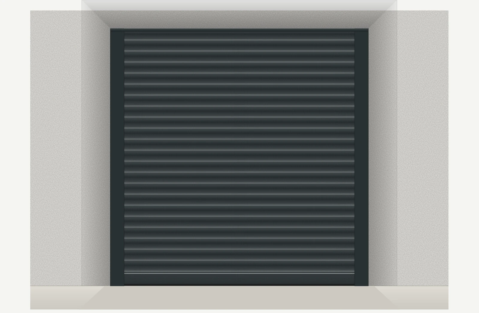 Porte de garage enroulable aluminium motorisée Somfy io sur mesure – Gris anthracite RAL 7016