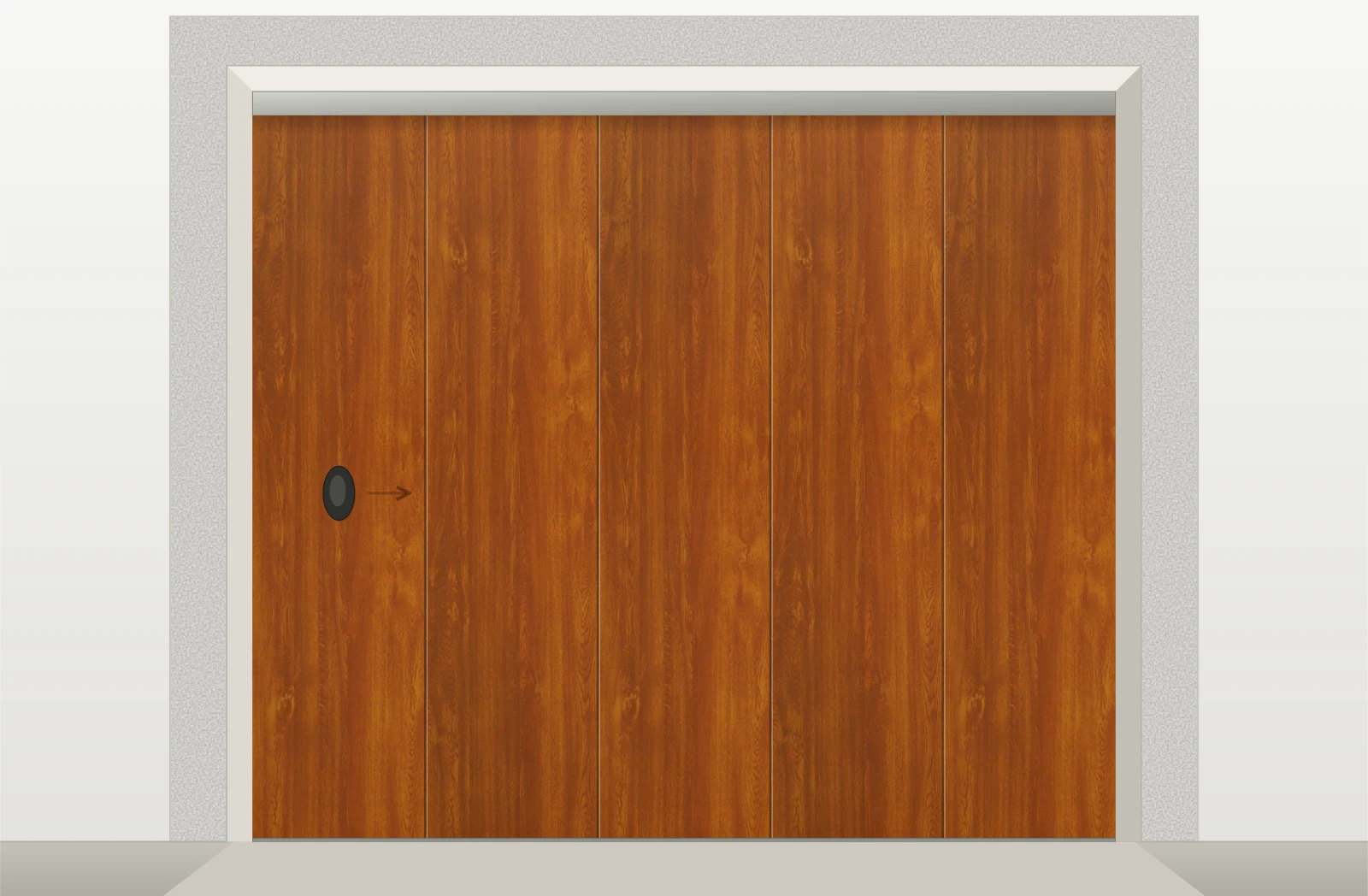 Porte de garage sectionnelle latérale lisse manuelle sur mesure – Décor bois clair