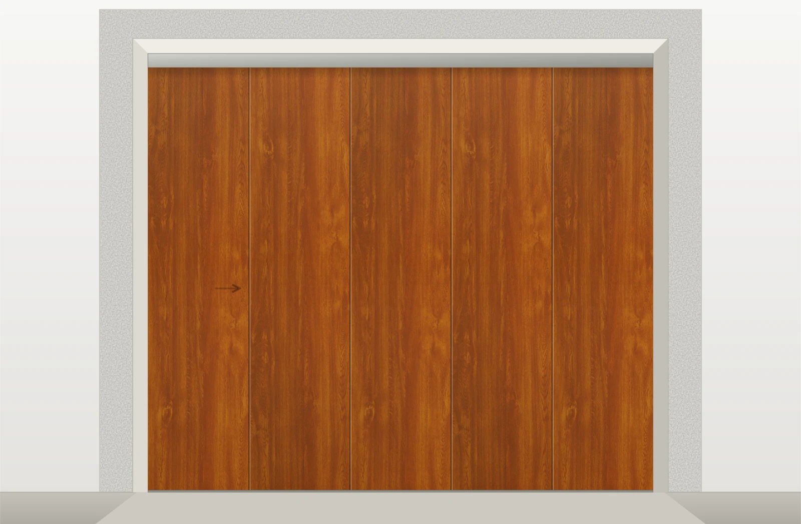 Porte de garage sectionnelle latérale lisse motorisable sur mesure – Décor bois clair