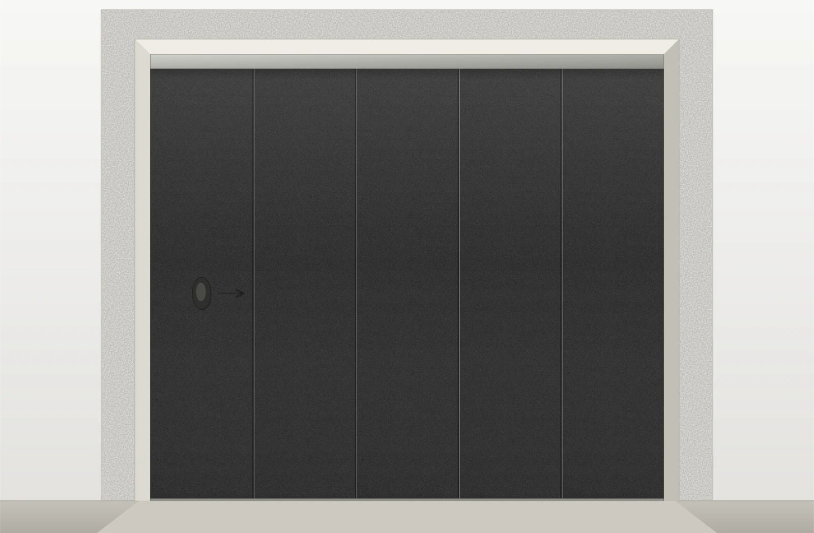 Porte de garage sectionnelle latérale lisse manuelle sur mesure – Sablé noir RAL 9005