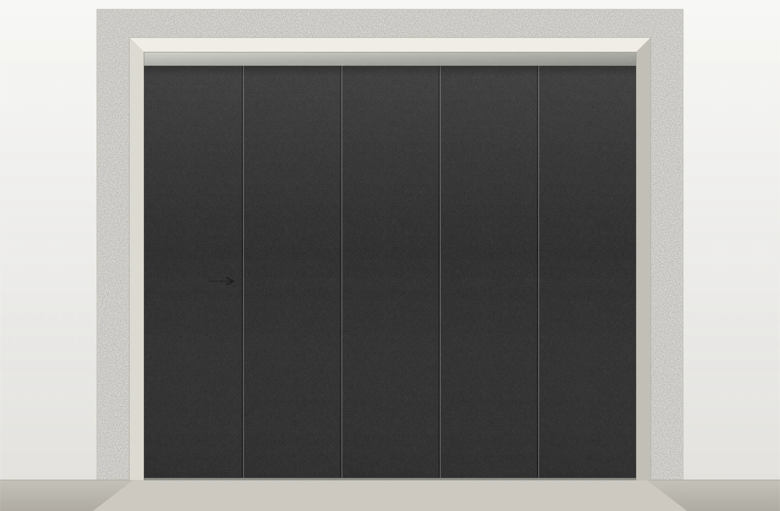 Porte de garage sectionnelle latérale lisse motorisable sur mesure – Sablé noir RAL 9005