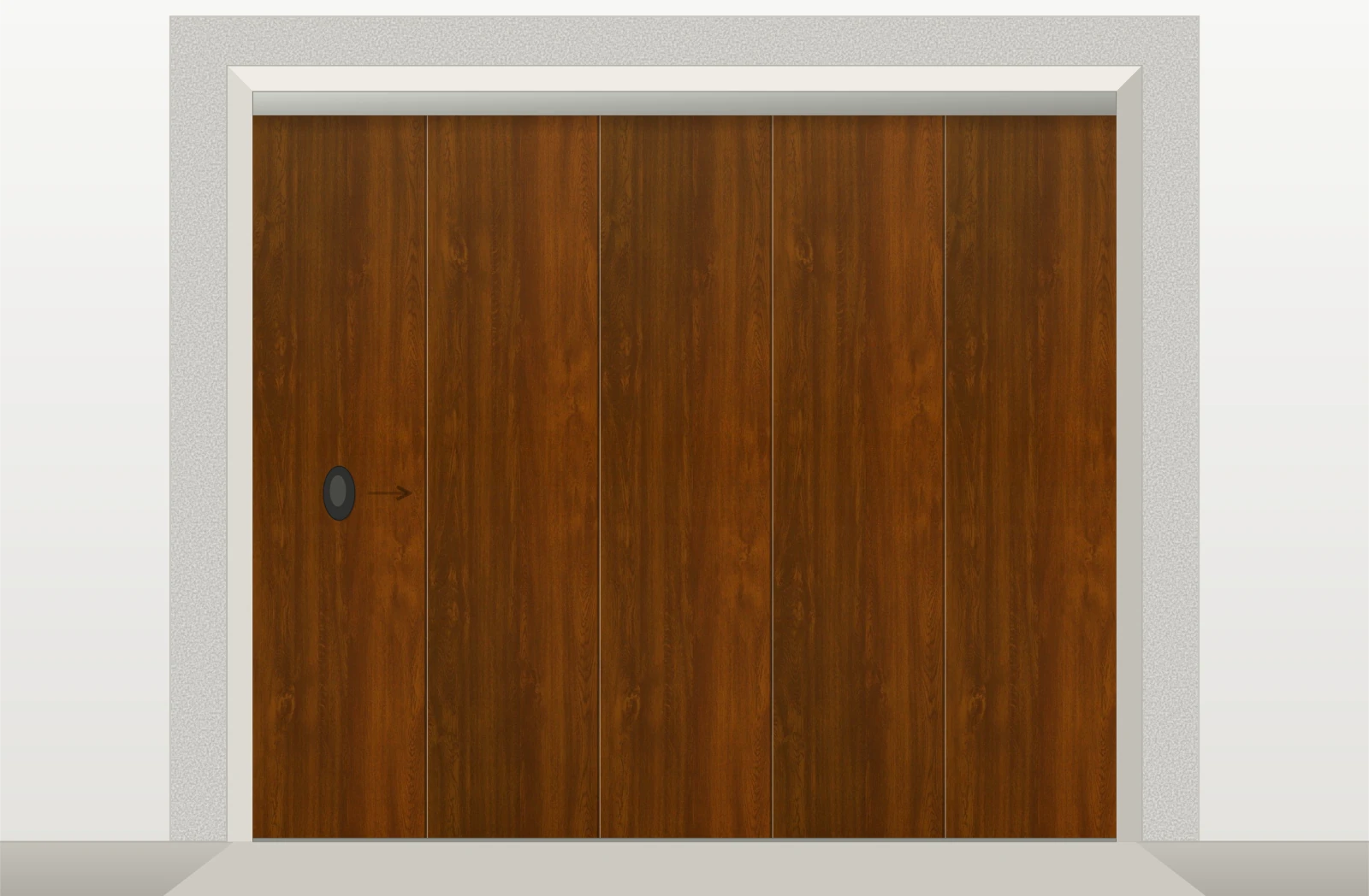 Porte de garage sectionnelle latérale lisse motorisée sur mesure – Décor bois foncé