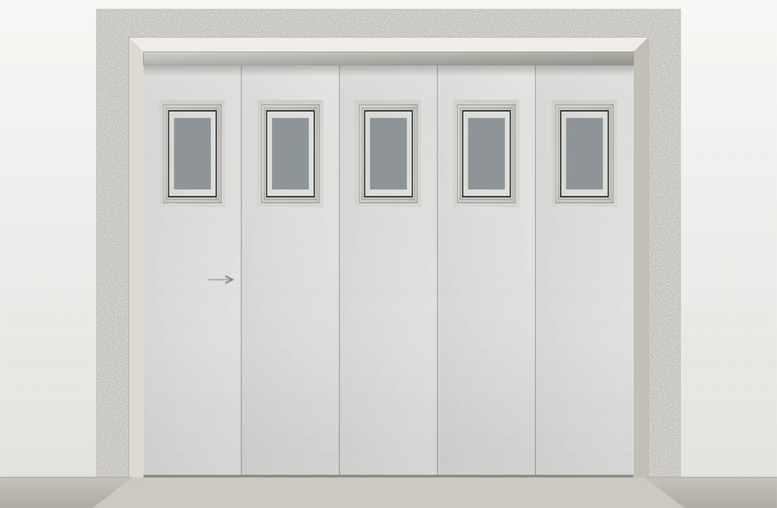 Porte de garage sectionnelle latérale lisse avec hublots sur mesure – Blanc RAL 9010