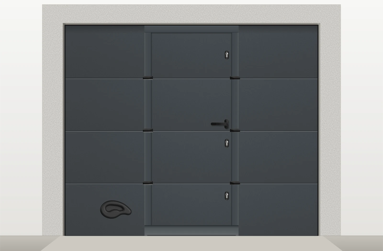 Porte de garage sectionnelle lisse avec portillon sur mesure – Gris anthracite RAL 7016