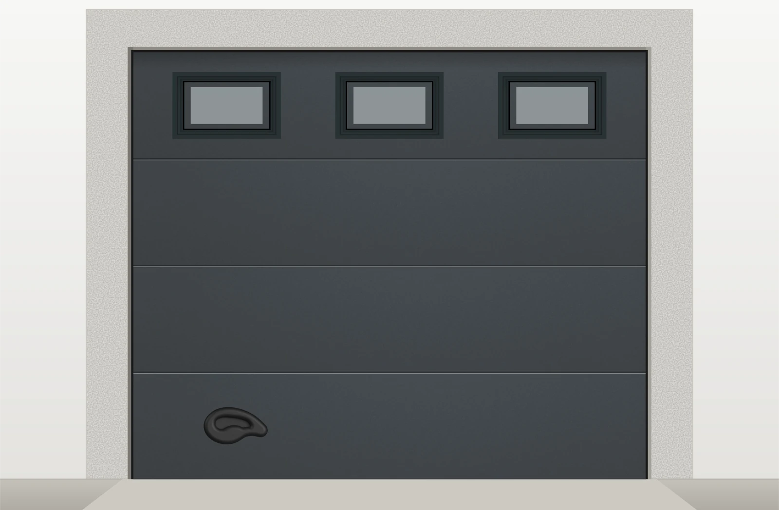 Porte de garage sectionnelle lisse avec hublots sur mesure – Gris anthracite RAL 7016