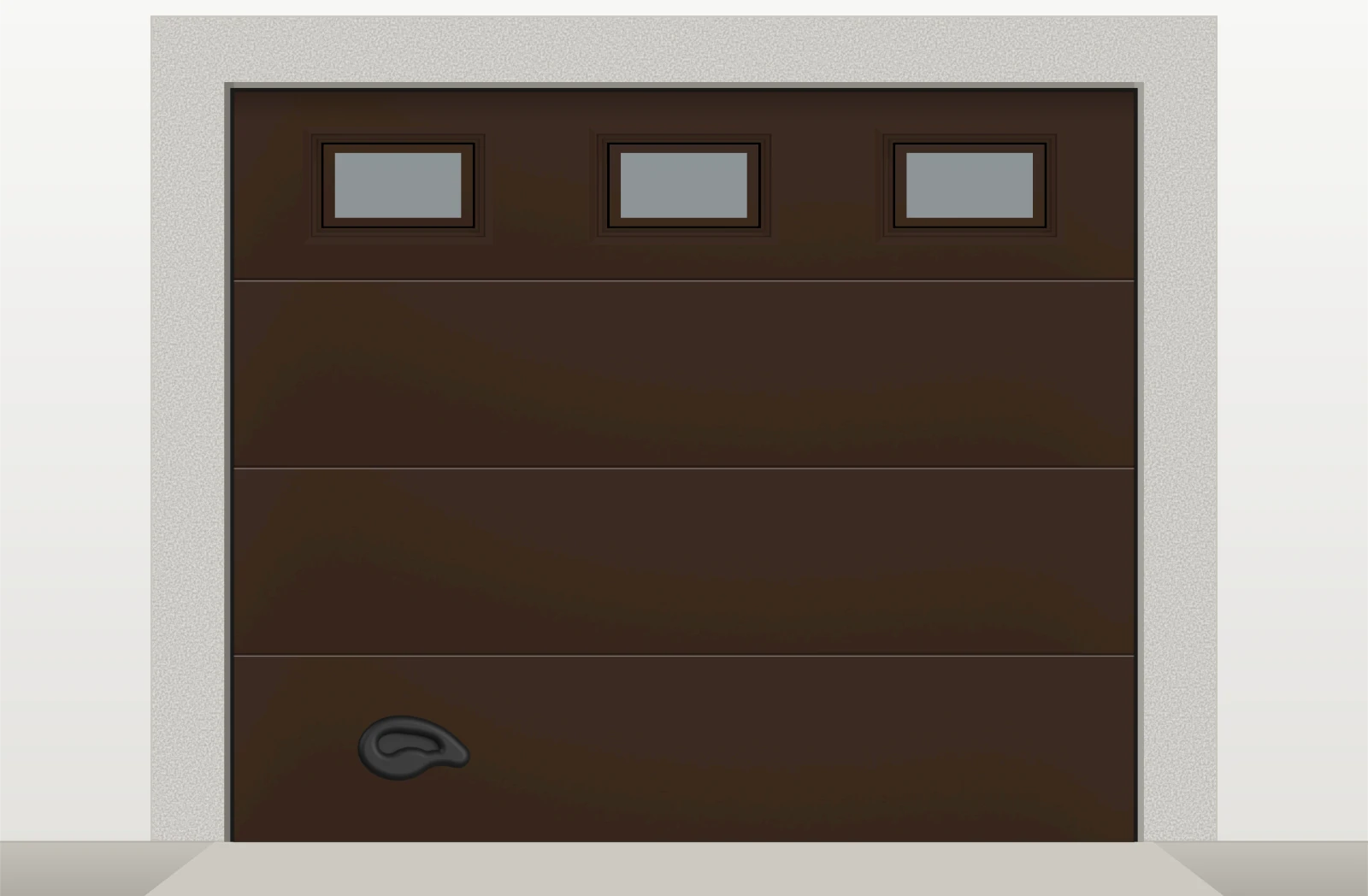 Porte de garage sectionnelle lisse avec hublots sur mesure – Brun sépia RAL 8014