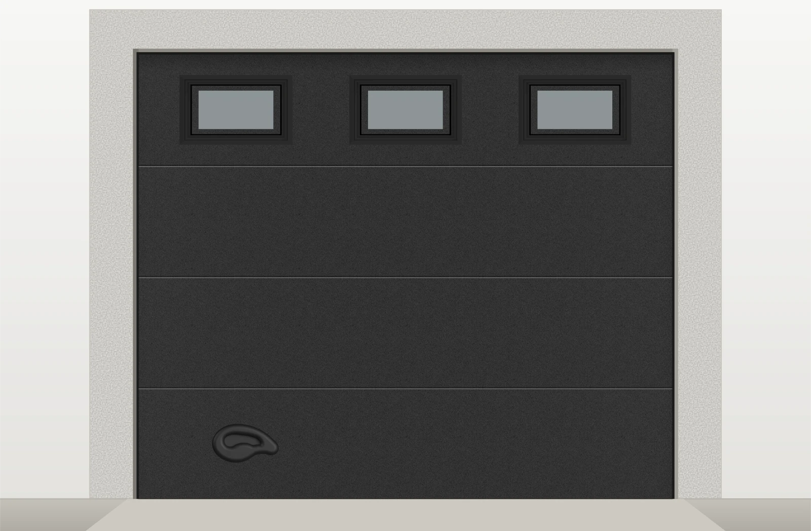 Porte de garage sectionnelle lisse avec hublots sur mesure – Noir RAL 9005
