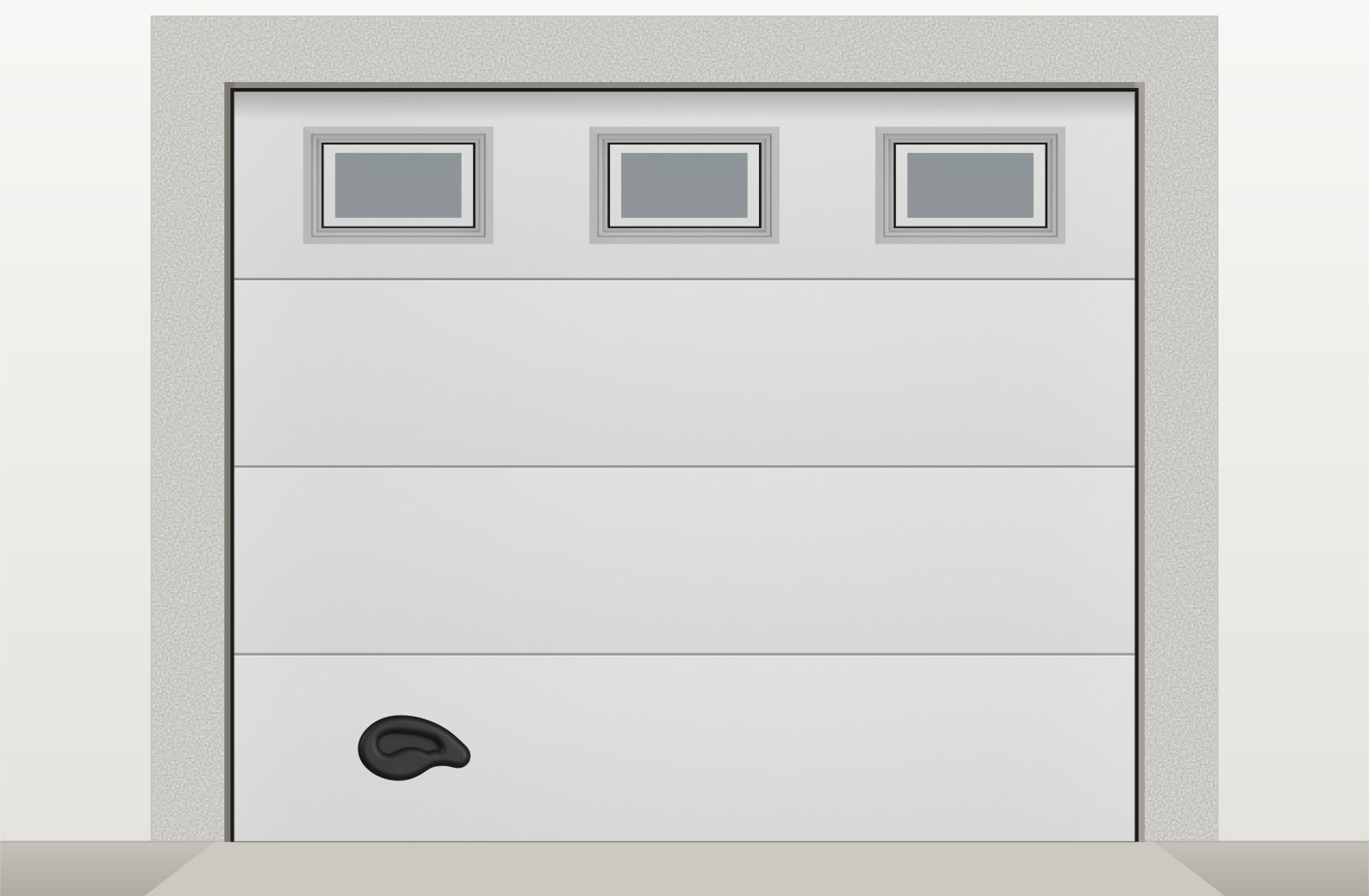 Porte de garage sectionnelle lisse avec hublots sur mesure – Blanc RAL 9010
