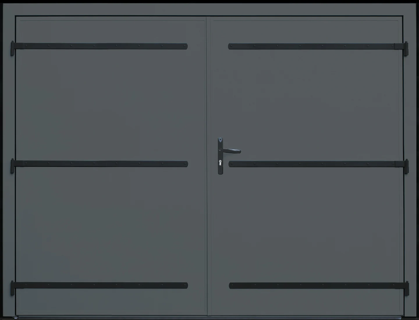 Porte de garage battante 2 vantaux aluminium · Panneaux lisses