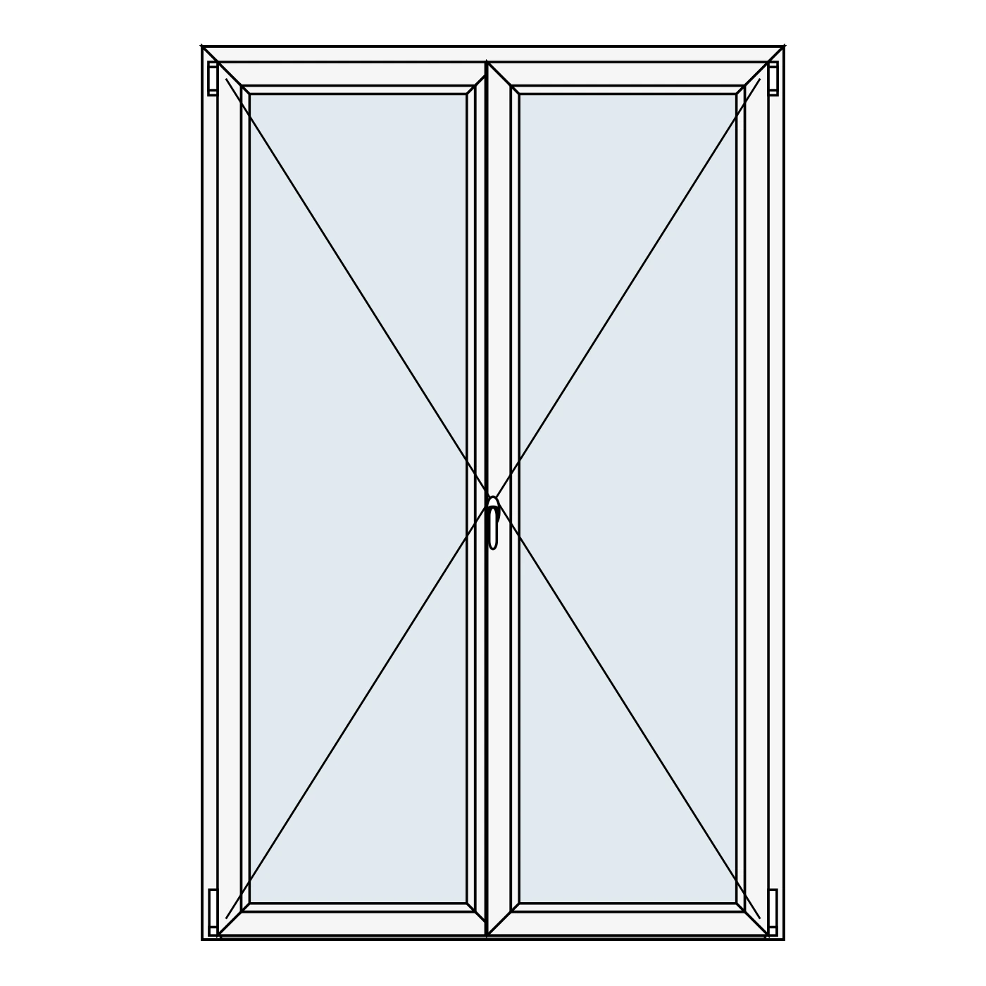 Porte-fenêtre PVC 2 vantaux ROUNDLINE – 1400 × 2150 mm – Blanc