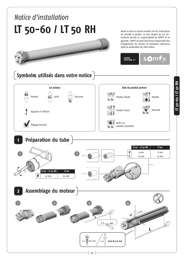Couverture : Régler le moteur filaire Somfy LT50