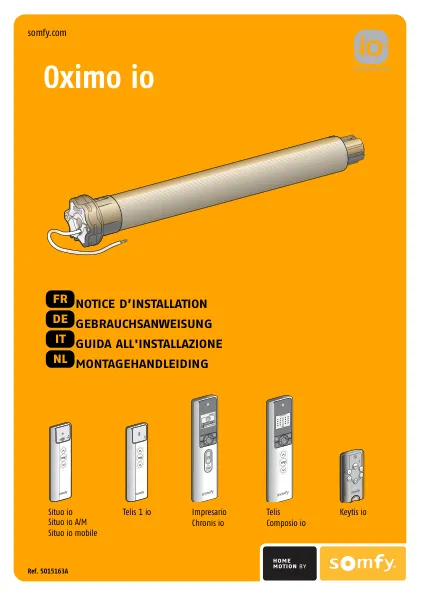 Couverture : Installer et programmer Somfy Oximo io