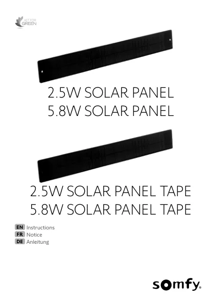 Couverture : Installer le panneau solaire Somfy